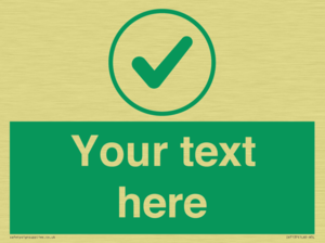 Custom green background, green tick in circle sign